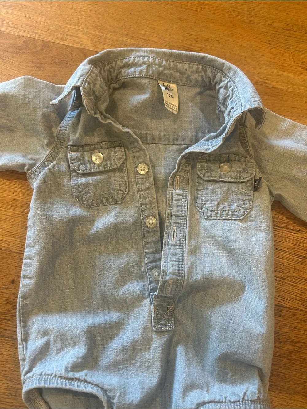 OshKosh B'gosh Light Blue Denim-Style Long Sleeve One-Piece